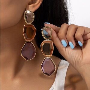Elegant Multicolor Geometric Drop Earrings